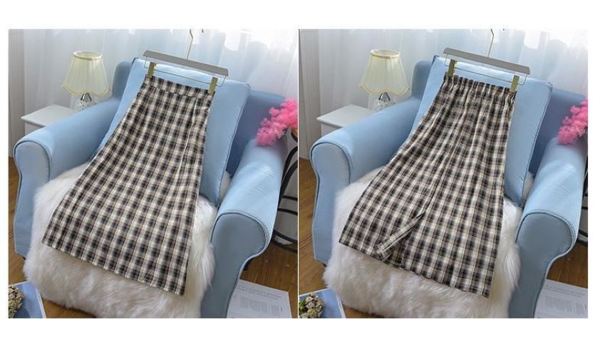 Chân váy midi lưng cao hoạ tiết kẻ sọc phong cách Retro Hàn Quốc Dv10