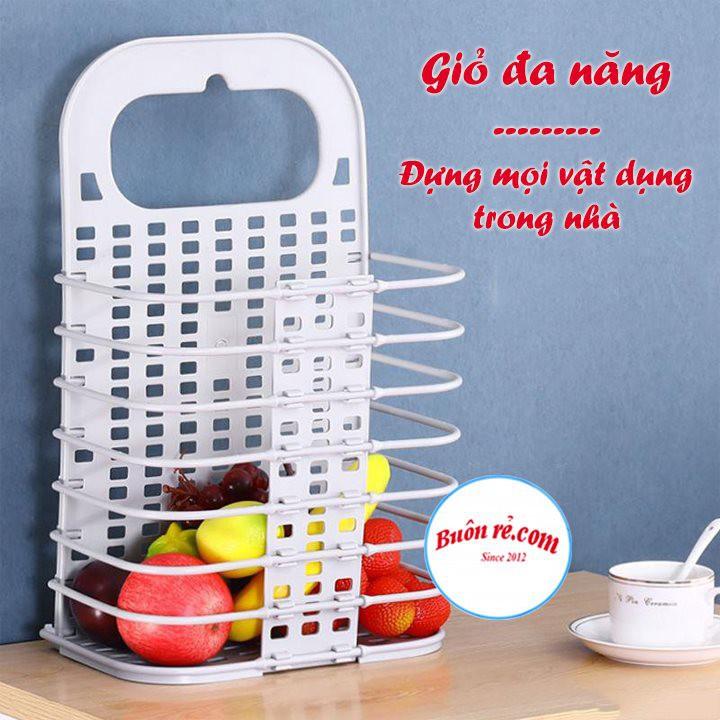 Giỏ đựng đồ gấp gọn thông minh Việt Nhật tặng móc dính trong , giỏ treo tường đựng quần áo đồ dùng nhà tắm - 00540