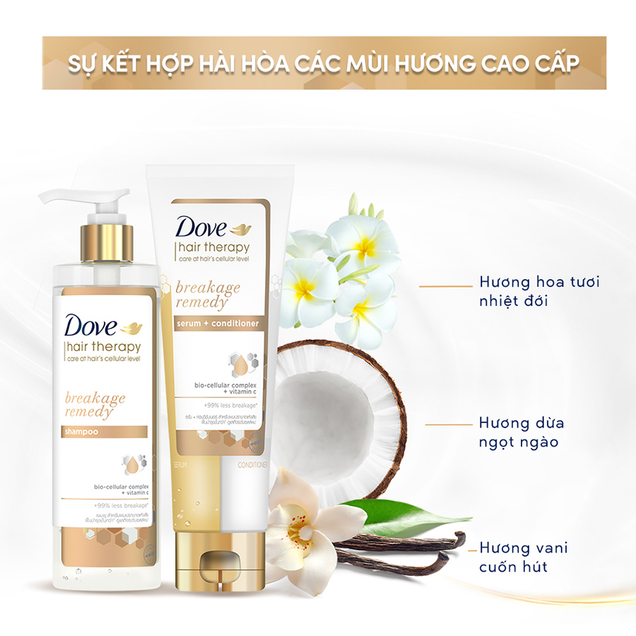 Dầu gội Dove Breakage Remedy Phục hồi và Ngăn gãy rụng 380ml