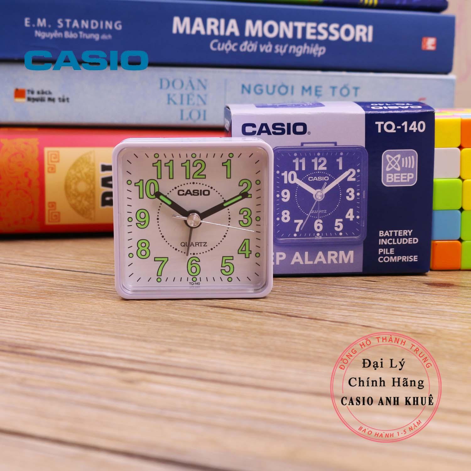 Đồng hồ để bàn - du lịch Casio TQ-140-7DF  có báo thức ( Kích thước 5.7 x 5.7 cm)