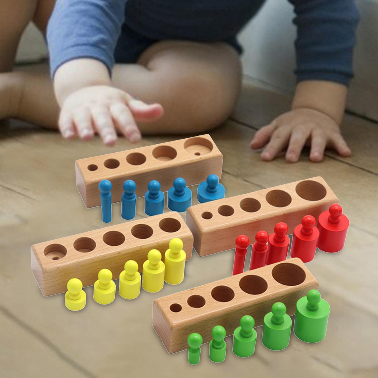 Column Block Toys Educational Wooden Sorter Toy for Kids Color Recognition Board