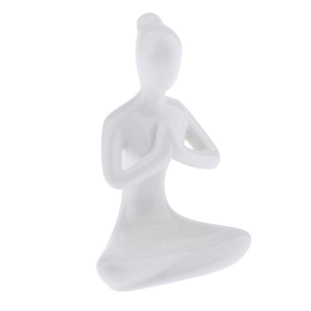 2X Ceramic Yoga Figure Ornament Statue Sculpture Zen Garden Desk Decor Style-02