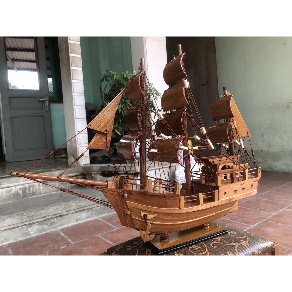 Mô Hình Thuyền Gỗ THÁI LAN Dài 55cm - Gỗ gõ đỏ - Thân thuyền 40cm