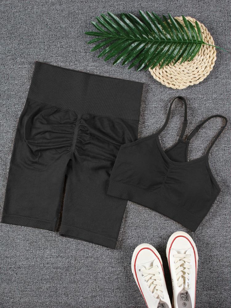 CHRLEISURE 2 Món Bộ Thể Thao Liền Mạch Yoga Crop Top Bra Quần Legging Bộ Đồ Thể Thao Chắc Chắn Tập Luyện Bộ Đồ Tập Gym Thể Hình Quần Áo Thể Thao Color: Red pants set Size: S