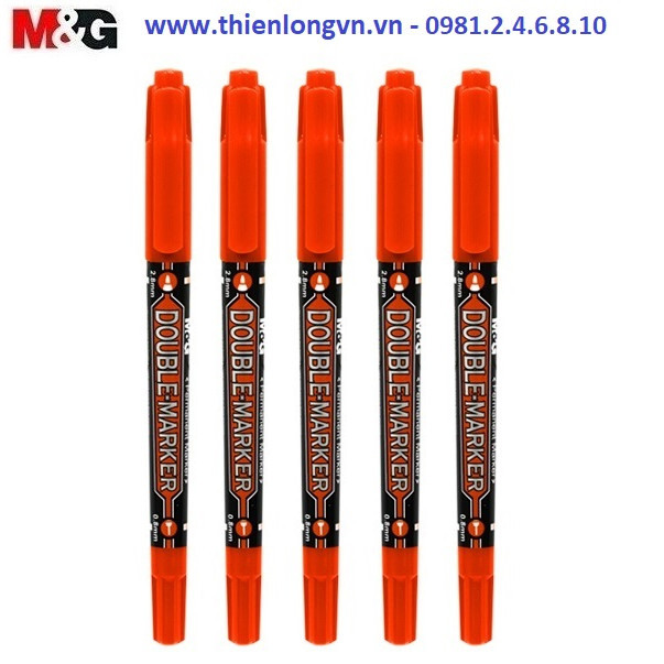 Combo 5 cây Bút dạ kính 2 đầu M&amp;G - APM21372 mực đỏ