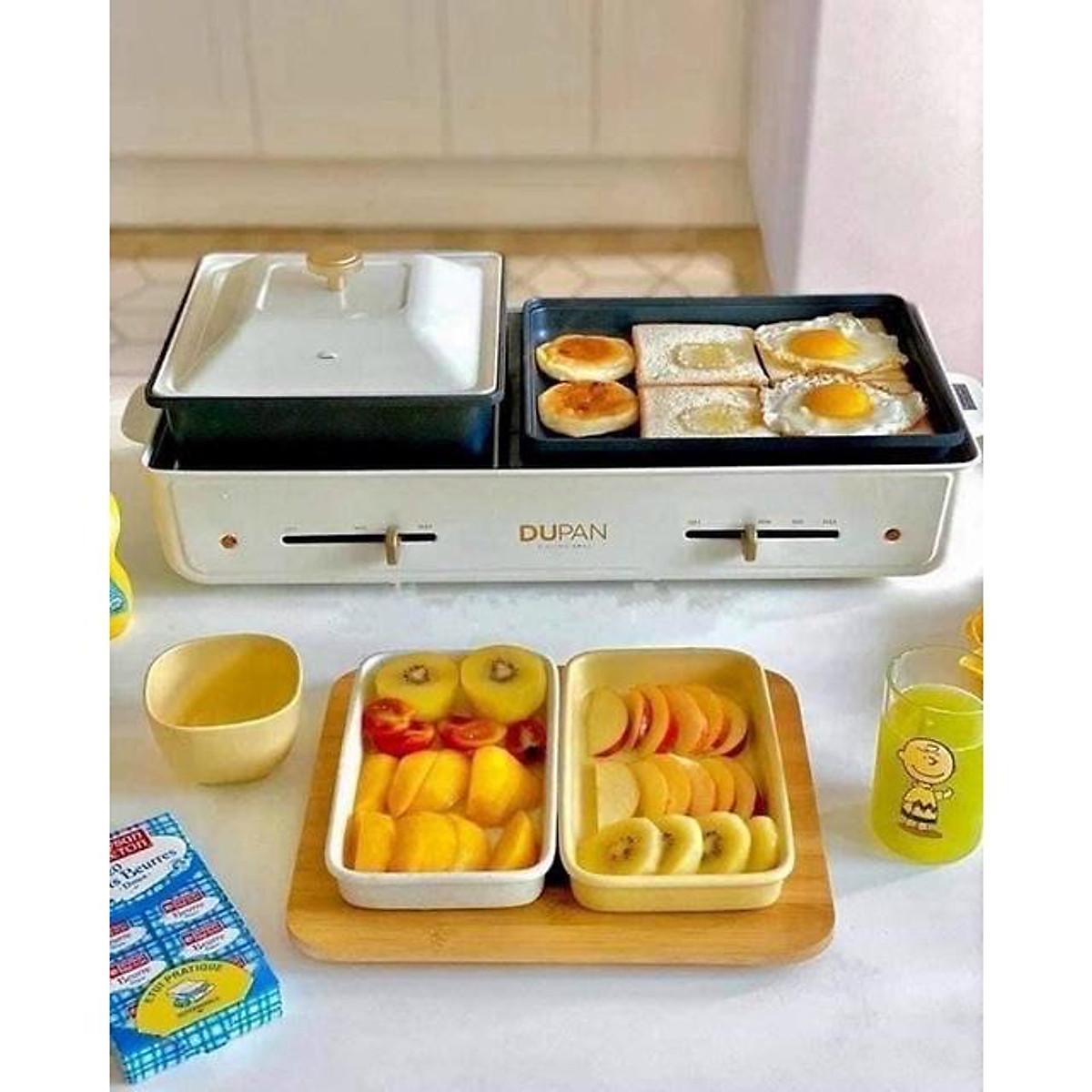 Bếp Lẩu Nướng Điện Đa Năng 2in1 Dupan Nhập Hàn, Nồi Lẩu Nướng 2 Ngăn Chống Dính, Công Suất 2000W, BH 12 Tháng