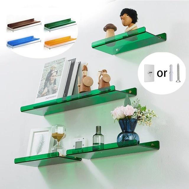 Dày 3mm, 10 màu sắc,12x20cm,12x30cm,12x40cm,12x50cm, Kệ Mica treo tường phòng ngủ, nhà tắm, Giá treo tường
