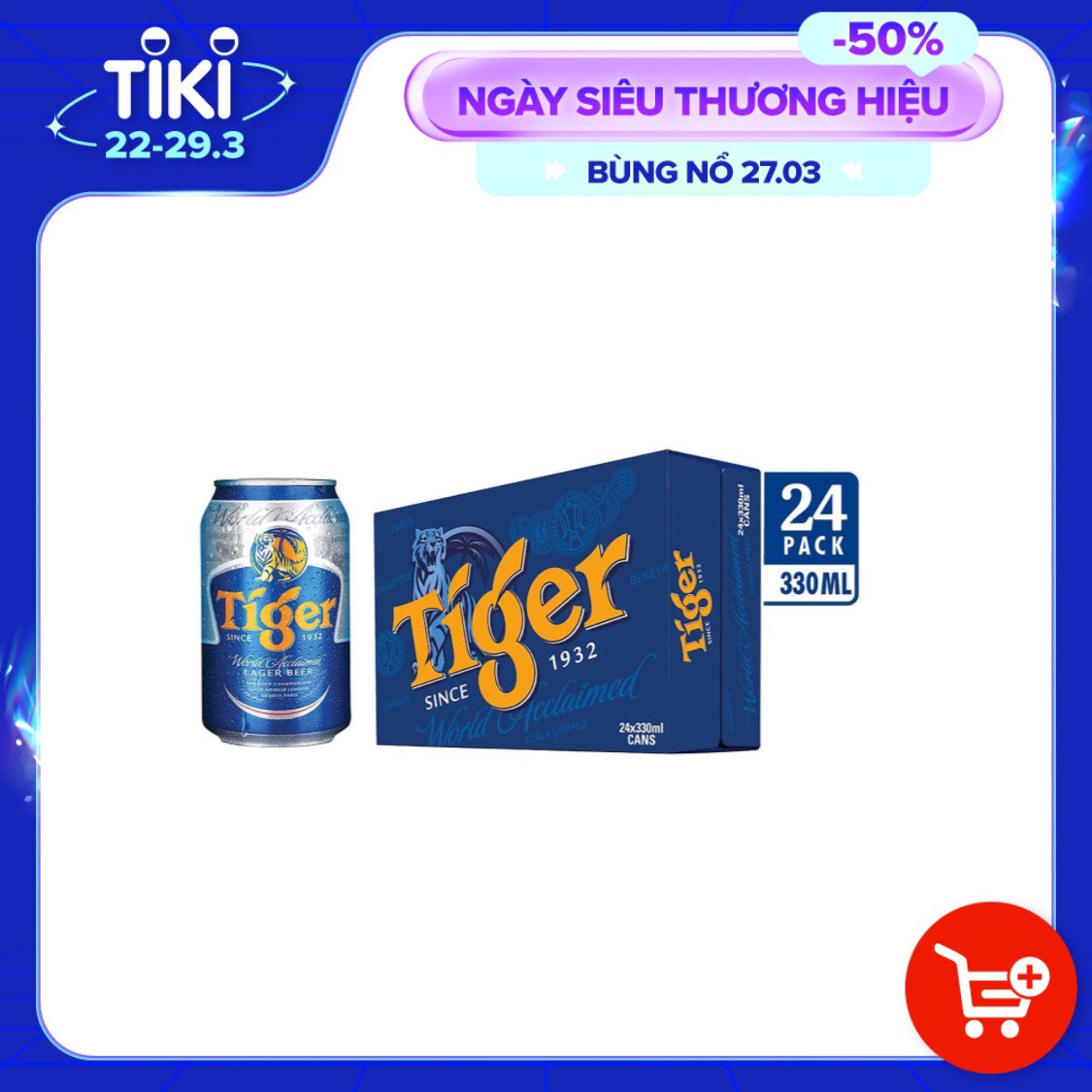 Bia tiger xanh 330 ml 1 thùng 20 lon