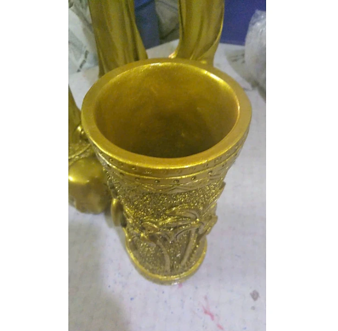 Lọ hoa họa cây dừa CTVD28 10.9 x 10.7 x 20.2cm Tundo mạ vàng