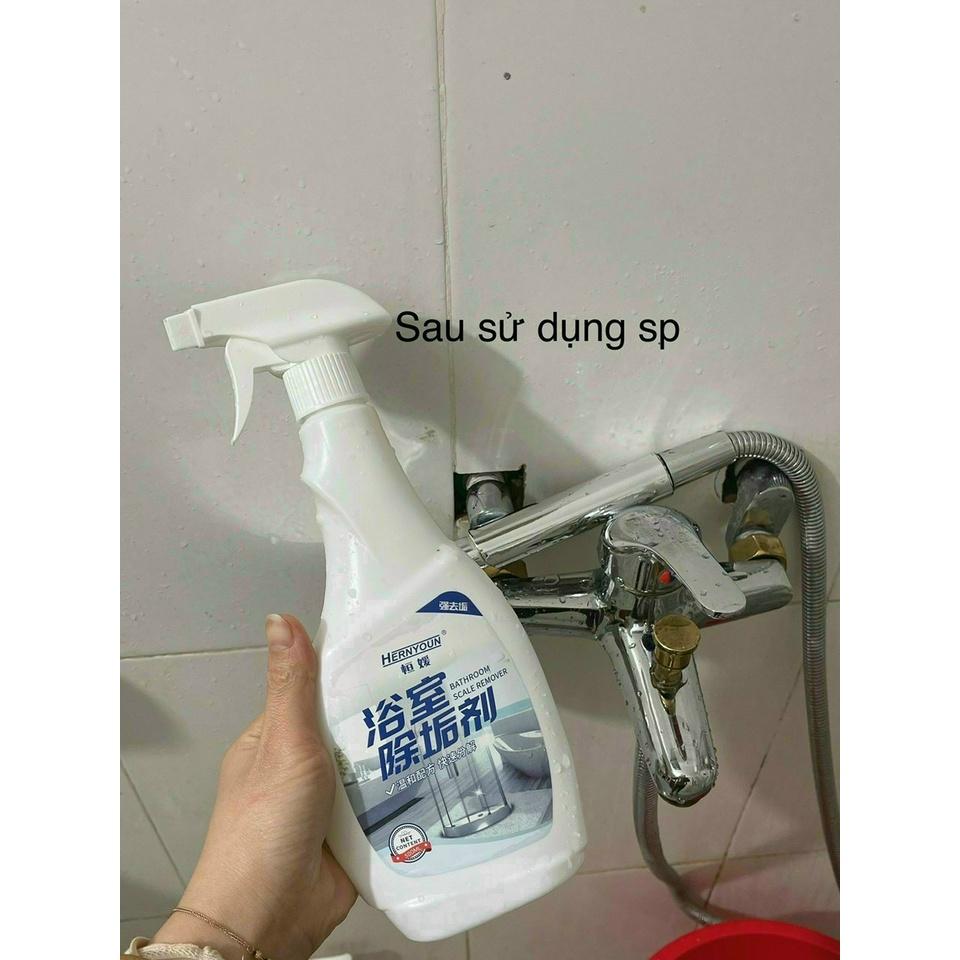 Chai Xịt Tẩy Cặn Bẩn Trên Bồn Rửa Sứ Gạch Men Vách Nhà Tắm Siêu Sạch Chai 500ml Hiệu HERNYOUN