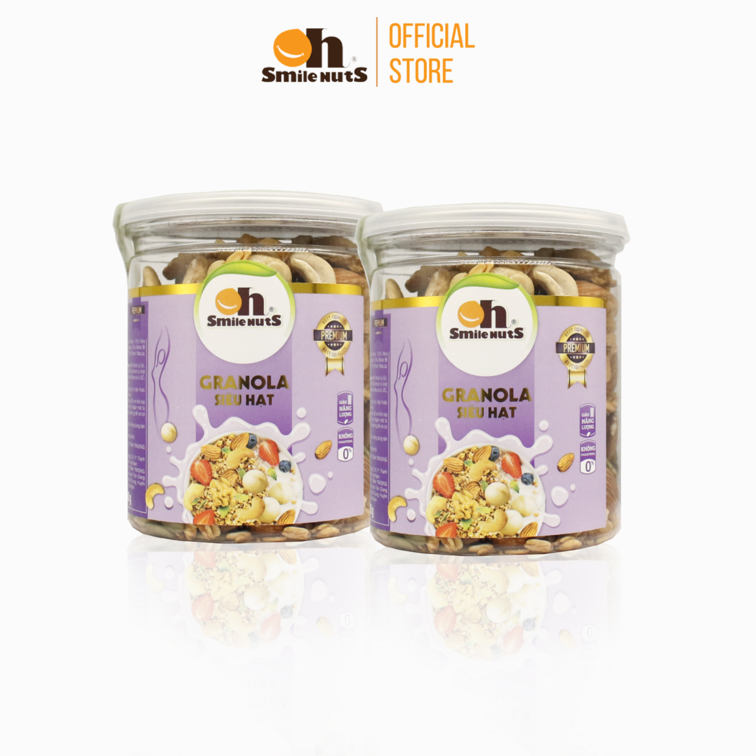 Granola Siêu Hạt Smilenuts Gồm Hạnh Nhân, Nho khô, Óc Chó, Yến Mạch, Macca, Hạt điều, Mật ong _ Khối Lượng 250g