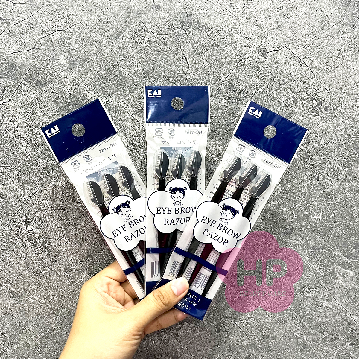 Dao Cạo Lông Mày Màu Đen Kai Groom 38531-HC1161 (Set 3 Cây)