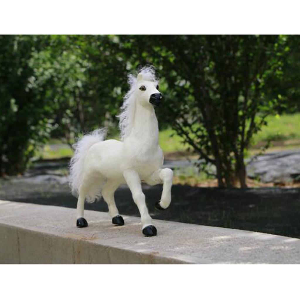 Simulation Animal 12'' White Horse Model Figure Kids Toy Home Garden Decor
