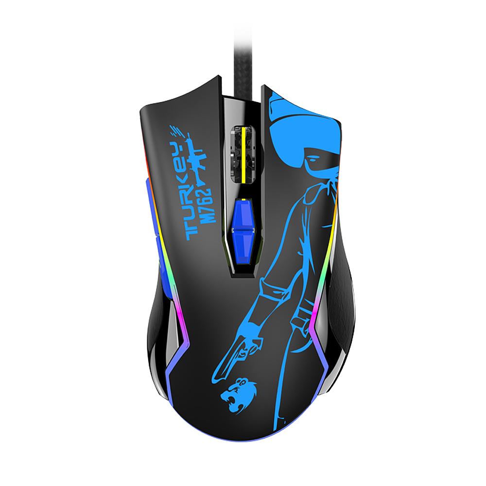 Chuột chơi game có dây RGB Ergonomic 8 nút có thể lập trình 800/100/1600/2400/400/600DPI / RGB Light