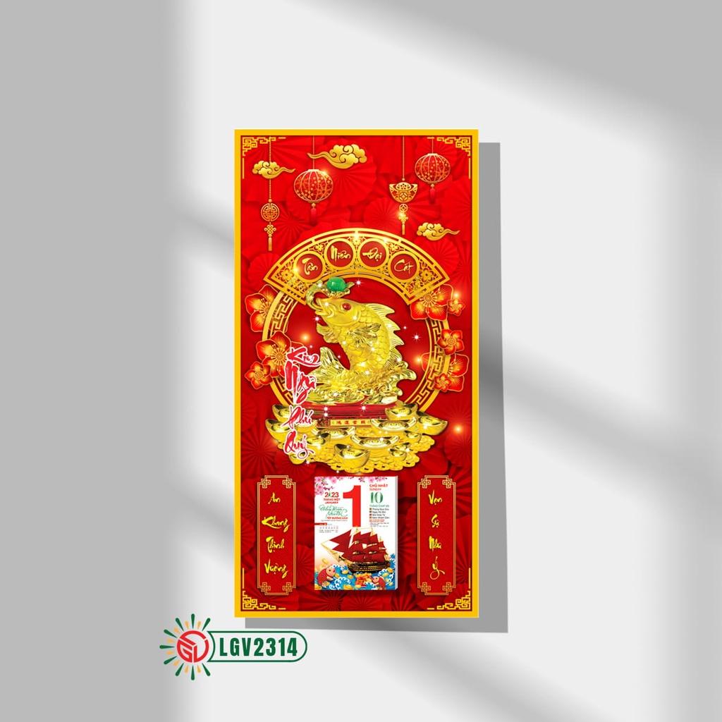 Lịch gỗ treo tường Kim Ngư Phú Quý IMWI LGV2314 - Lịch phong thủy