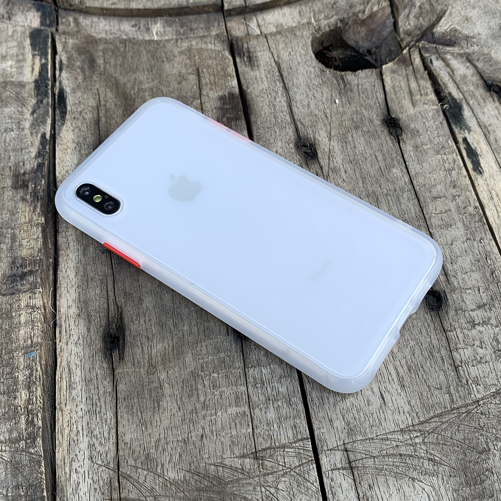 Ốp lưng chống sốc dành cho iPhone X vs iPhone XS nút bấm màu đỏ - Màu trắng