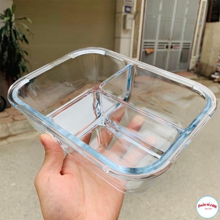 Combo 6 Hộp Cơm 3 Ngăn Chất Liệu Thủy Tinh Cường Lực 00873