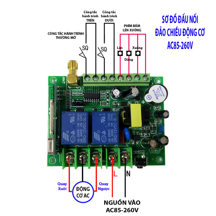 Công tắc điều khiển đảo chiều động cơ AC85-260V có hành trình V3