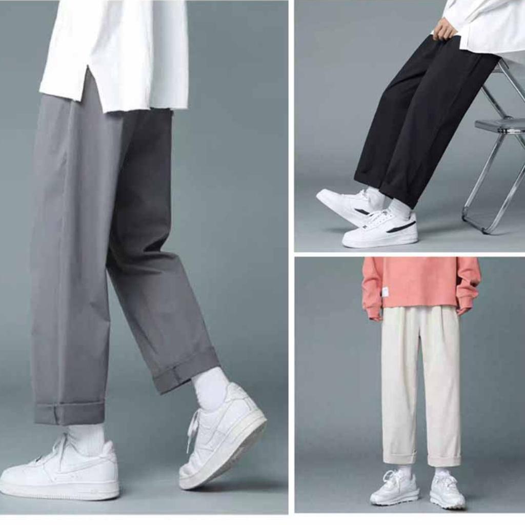 Quần Jogger Baggy Dáng Suông Dài - Chất Vải Kaki Kiểu Thể Thao UNISEX ba Màu Đen,xám,trắng. 01x