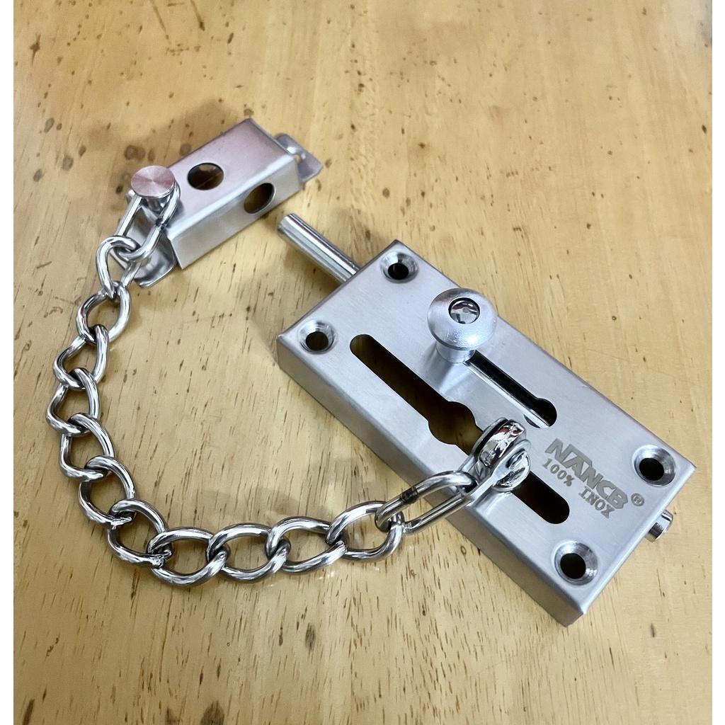 Chốt cửa dây xích an toàn inox 304 Nancb