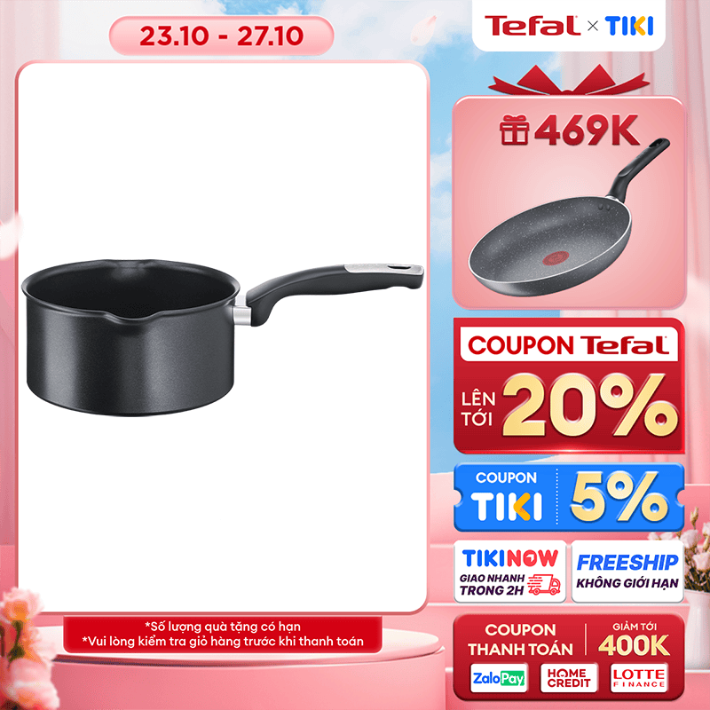 Nồi cán dài chống dính đáy từ Tefal Unlimited 16cm, dùng cho mọi loại bếp- Sản xuất tại Pháp- Hàng chính hãng