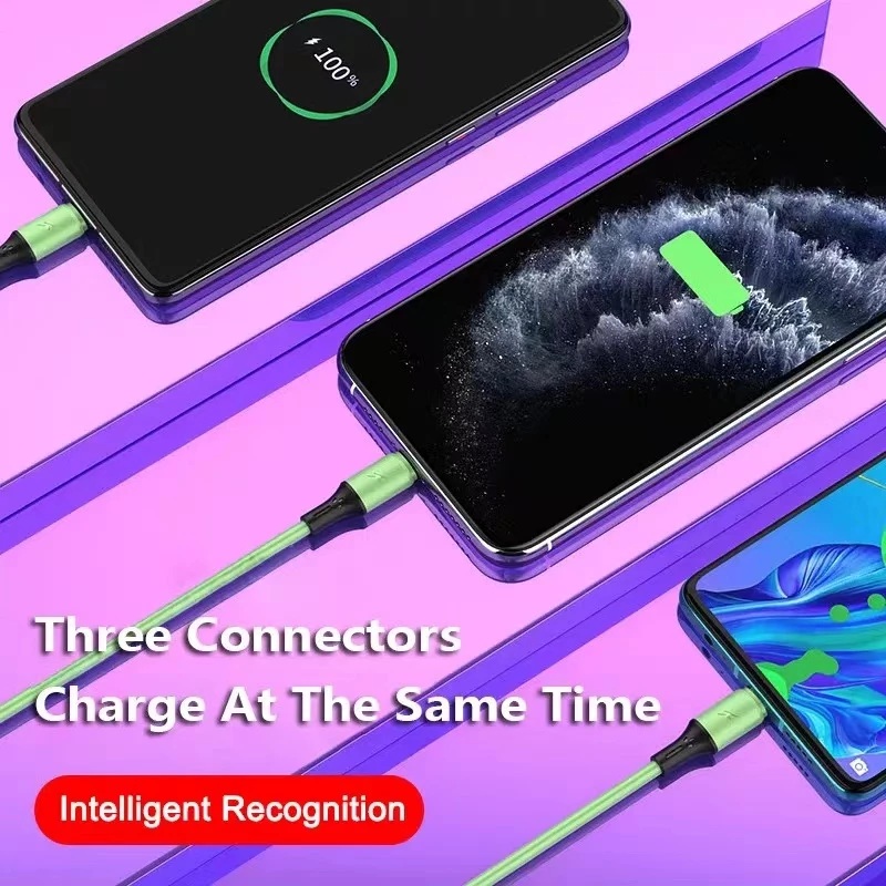 Cáp USB 3 đầu trong 1 Bộ sạc nhanh cho Android Type C micro usb lightnning ios xanh - miếng lót chuột