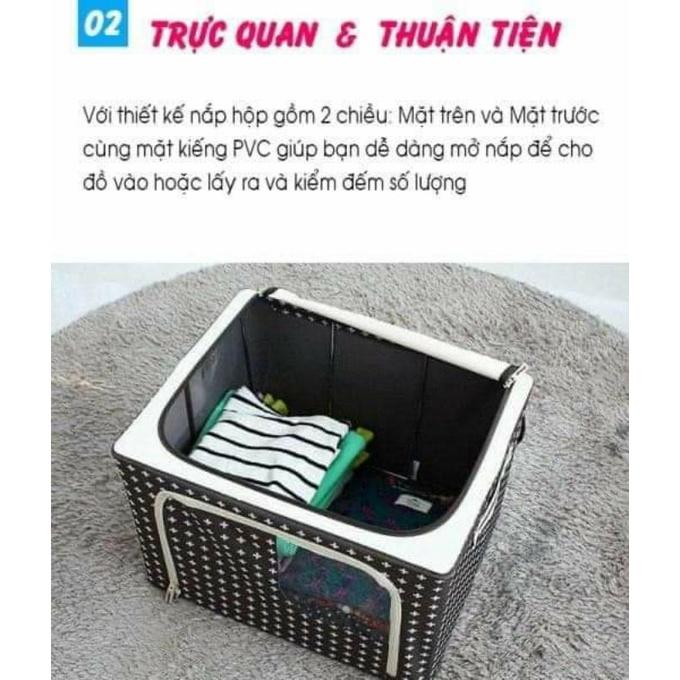 Hộp vải đựng đồ đa năng - Túi đựng quần áo chăn màn có khung thép