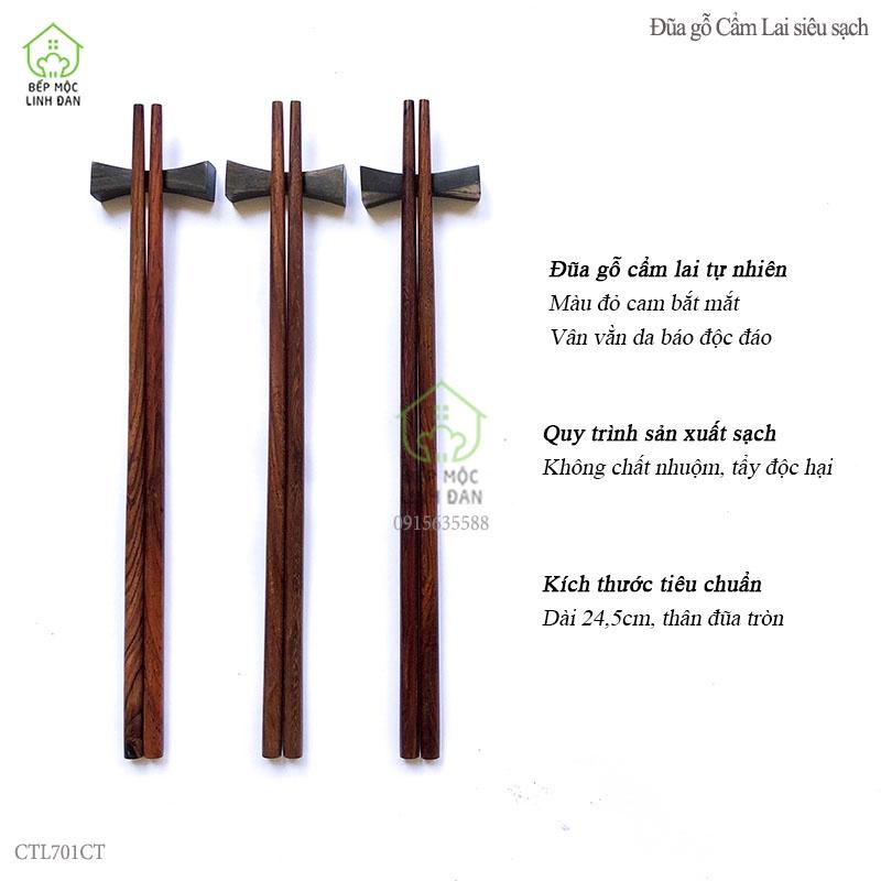 Đũa Gỗ Cẩm Lai Tự Nhiên Siêu Sạch HAHANCO [CTL701CT] Bộ 10 Đôi