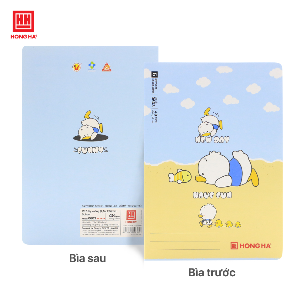 Vở 5 ô ly 48 trang Hồng Hà School Funny định lượng 100gsm - 0603