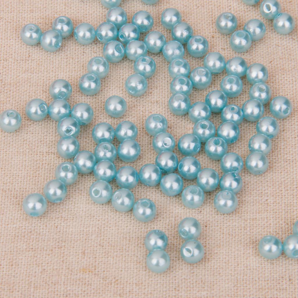 100pcs of Round Acrylic Pearl   Bead Blue Loose for DIY Women Jewelry 4mm