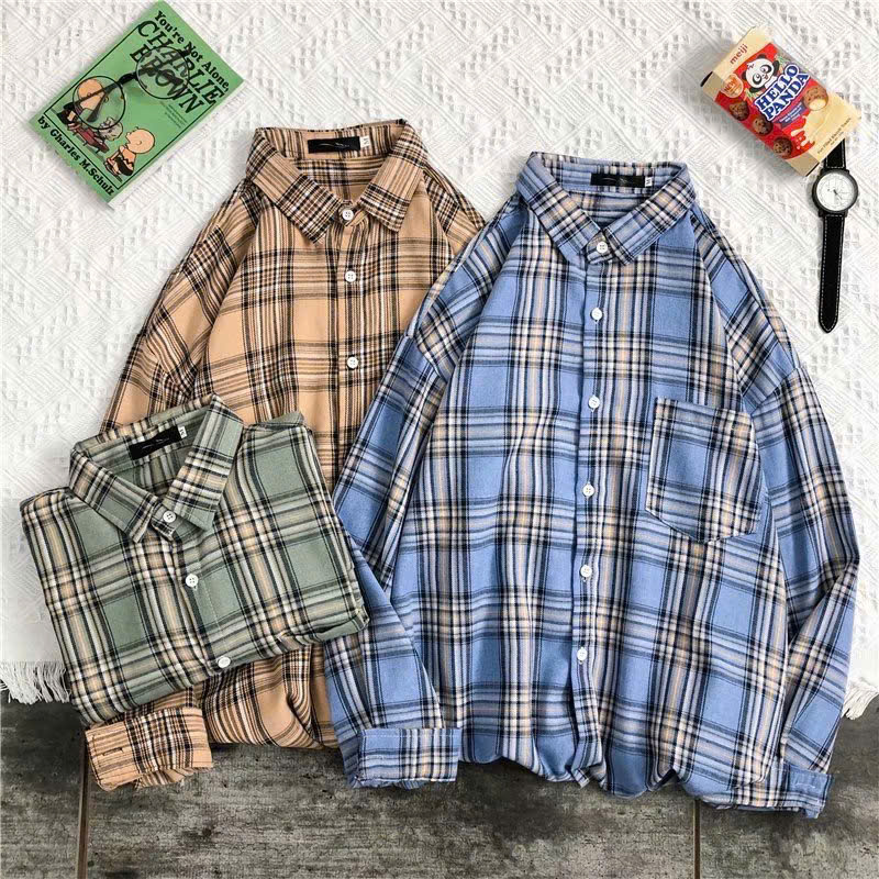 Áo sơ mi nam nữ form rộng 2N Unisex somi khoác ngoài sọc ô vuông số 28