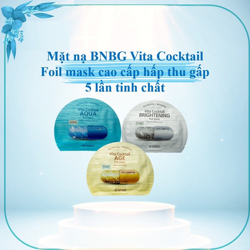 Combo 10 Mặt nạ dưỡng da BNBG Vita CocktailFoil Mask 30ml x10 (Instensive Lifting, Instensive Brightening, Instensive Moisturizing)