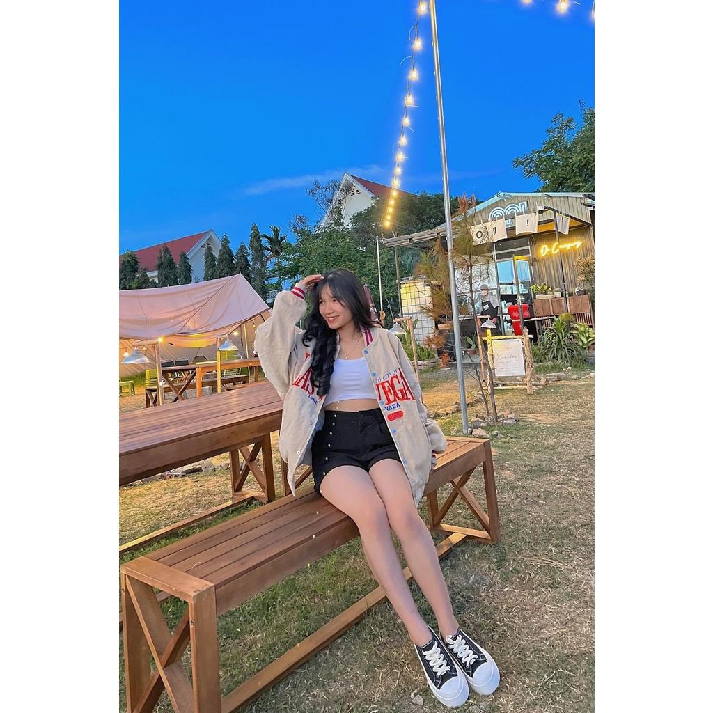 Áo Khoác Bomber Nhung Tăm Lasvegas Thêu Mịn Đẹp Form Rộng Unisex
