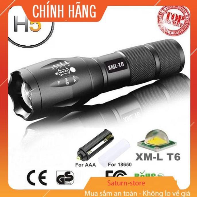 Đèn pin siêu sáng, Đen bin sieu sang, Đèn pin chống nước siêu sáng XML-16 cao cấp Tặng kèm ngay 1 Pin, 1 Đốc sạc, 1 đốc