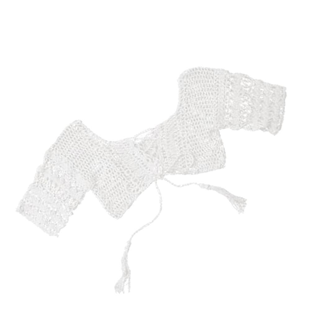 Bohemian White Crochet Bikini Top Middle Sleeves Crop Tops Sexy Beachwear Swimsuit