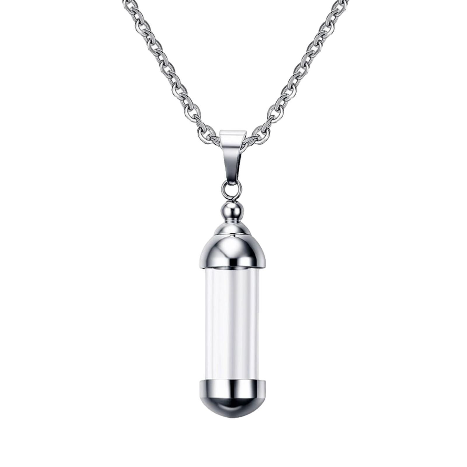 Stainless Locket Pendant Necklace Ash Urn  Cremation Keepsake Sliver