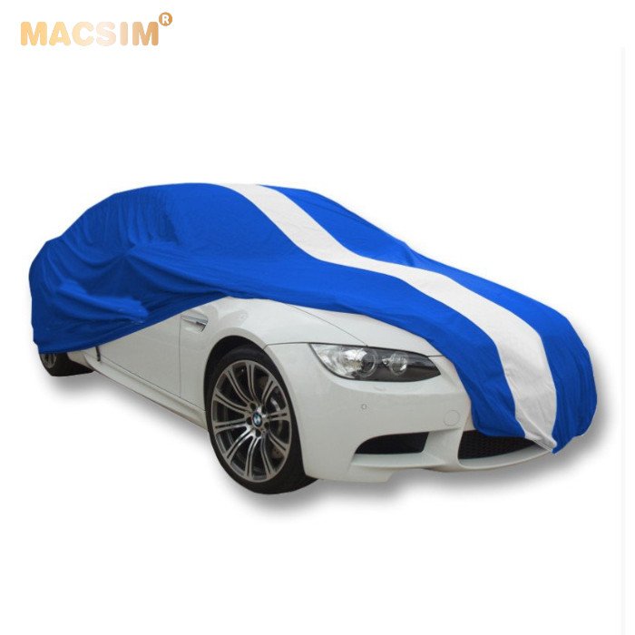 Bạt phủ ô tô SUV cỡ L nhãn hiệu Macsim sử dụng trong nhà chất liệu vải thun - màu xanh phối trắng