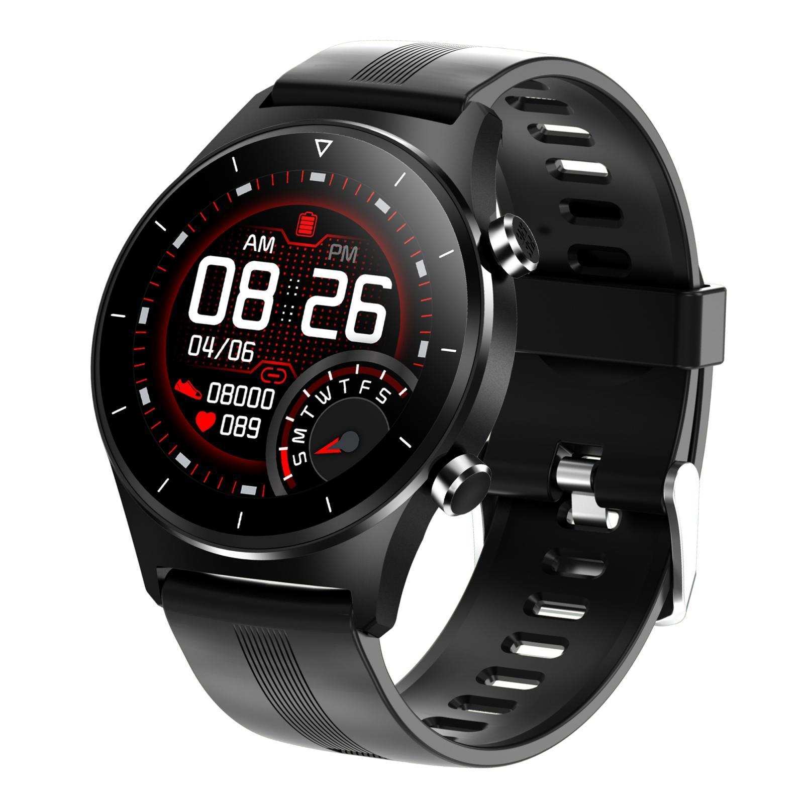E13 1.28inch Round Fashion Bluetooth 5.0 Smart Watch Pedometer Waterproof Black