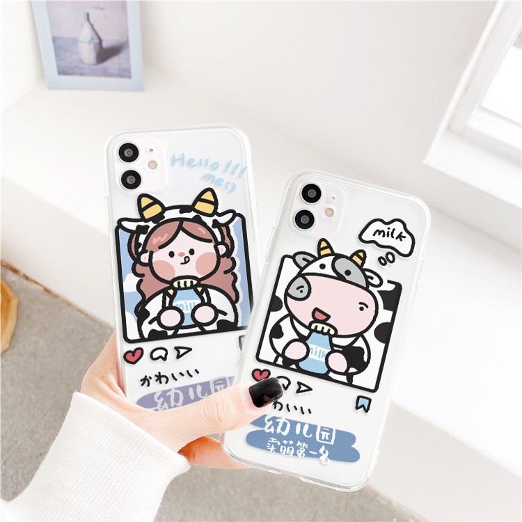 Ốp Lưng iPhone Viền Trong Girl & Cow Dành Cho iPhone 6 / 6 Plus / 7 / 7 Plus / 8 / 8 Plus / X / Xs / Xs Max / 11 / 11 Pro / 11 Pro Max / 12 / 12 Pro / 12 Pro Max