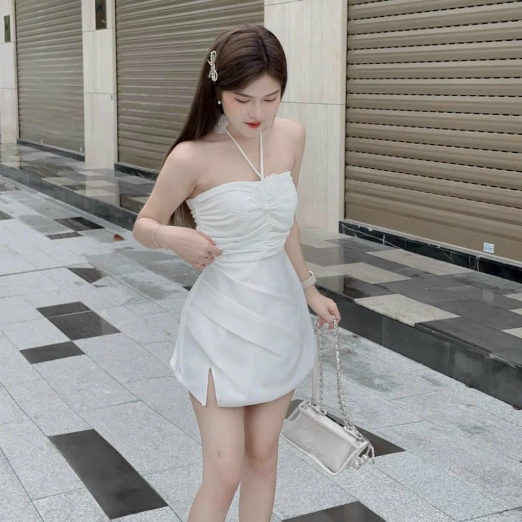 Đầm xoè tapta phối xốp cúp ngực kèm tag hoa