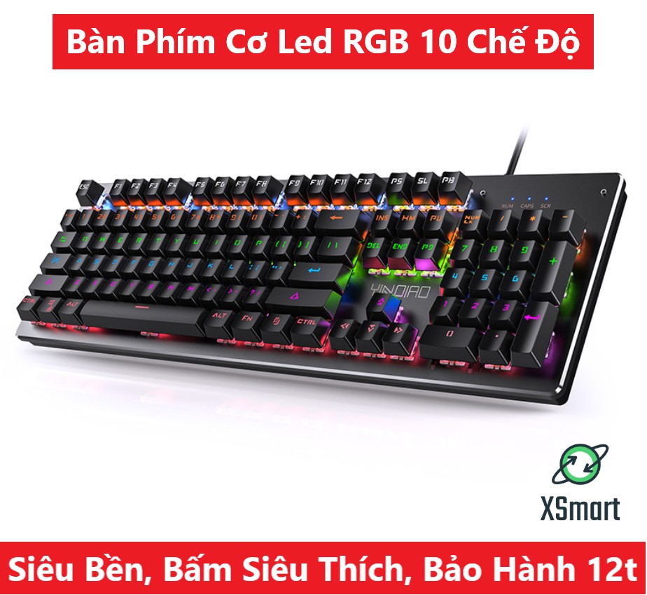 Bàn Phím Cơ Máy Tính Chơi Game XSmart H650 Có 10 Chế Độ Led RGB Khác Nhau Chiến Mọi Tựa Game Trên PC Như Pubg, LOL - Hàng Chính Hãng