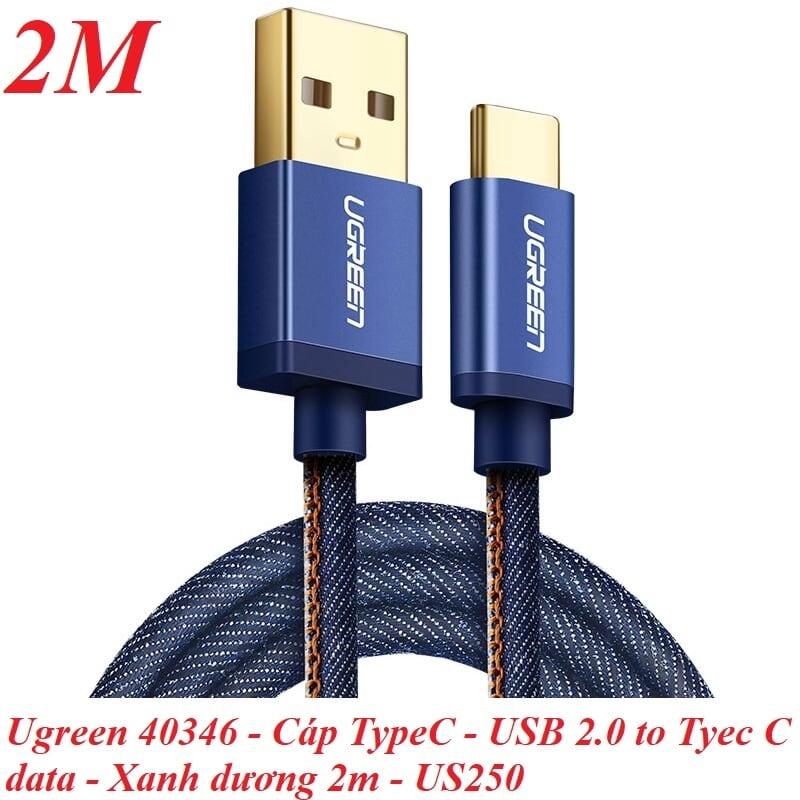 Ugreen UG40346US250TK 2M màu Xanh Cáp sạc USB TypeC cao cấp - HÀNG CHÍNH HÃNG