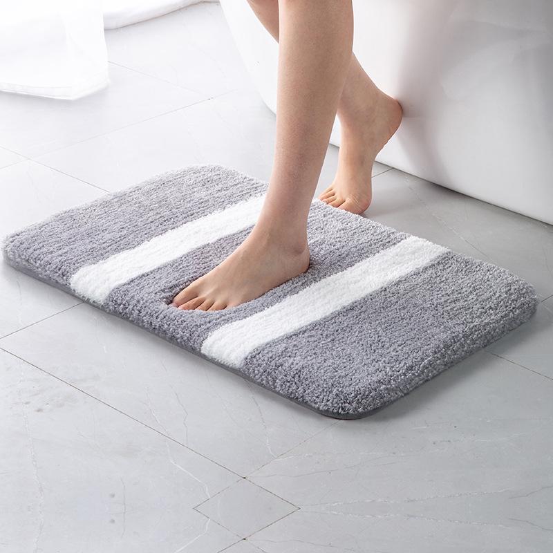 Thảm phòng tắm microfiber, thảm tắm mềm và hấp thụ, không trượt, 40*60 cm, màu xám