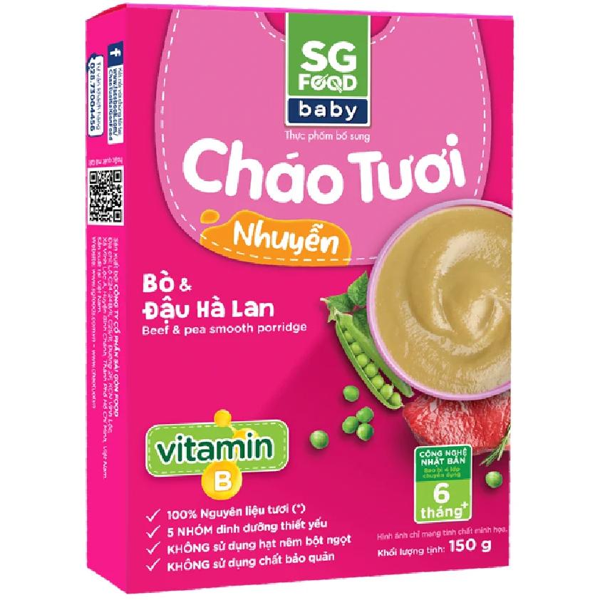 Cháo tươi nhuyễn bò đậu hà lan 150g