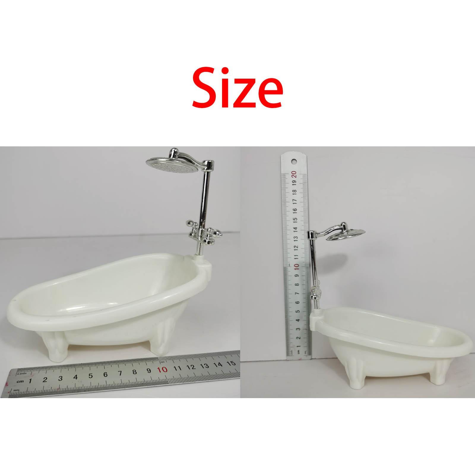 1:12 Scale Dollhouse Simulation Bathroom Shower Accessory Bathtub and Shower Rod Model for Dolls House Decoration DIY Toy