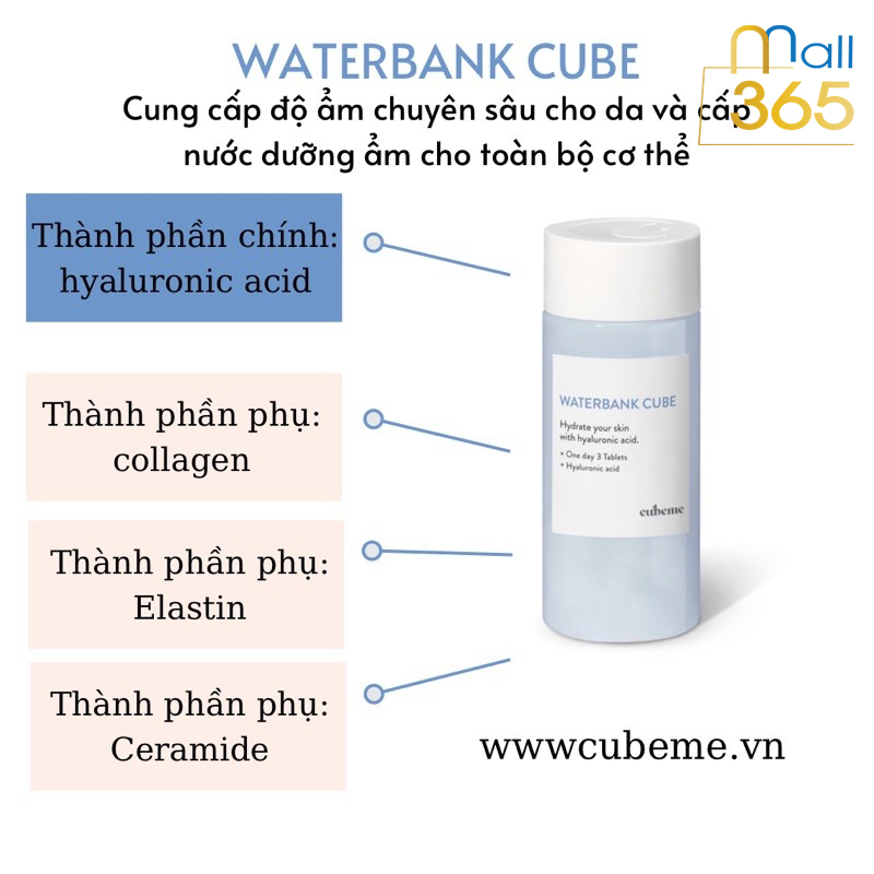 Viên cấp nước dưỡng ẩm làm đẹp da WaterBank Cube - Thực phẩm bảo vệ sức khoẻ