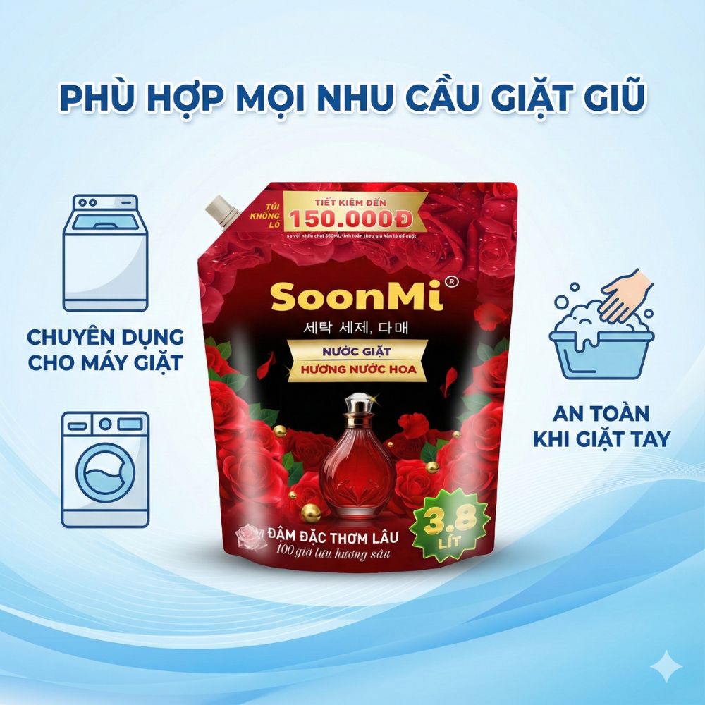 Nước giặt hương nước hoa Soonmi 3.8L - hàng chính hãng