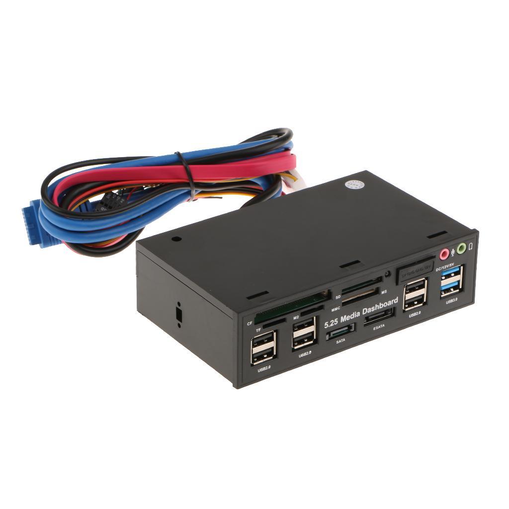 USB3.0/2.0 5.25" Muiti Media Dashboard Front Panel Card Reader