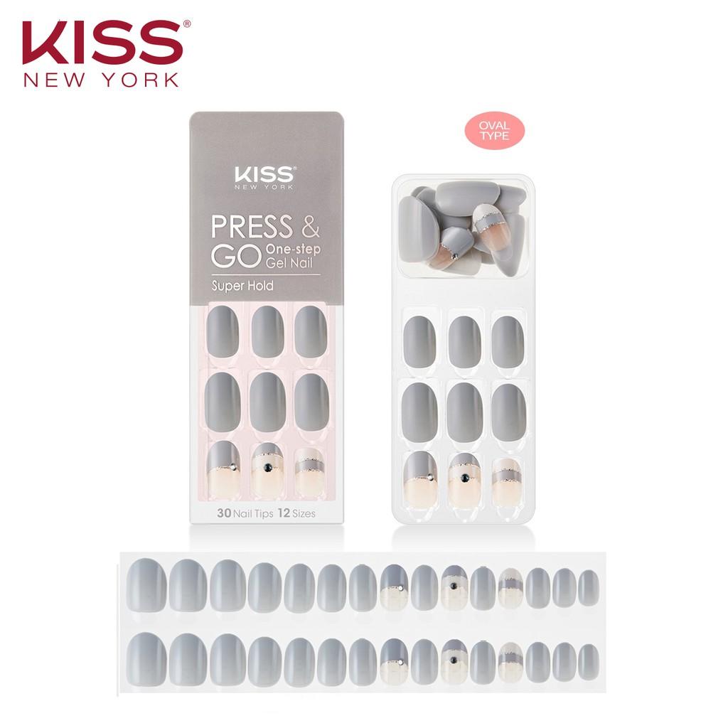 Bộ 30 Móng Tay Gel Tự Dán Press &amp; Go Kiss New York Nail Box - Ice Blue (KPN07K)