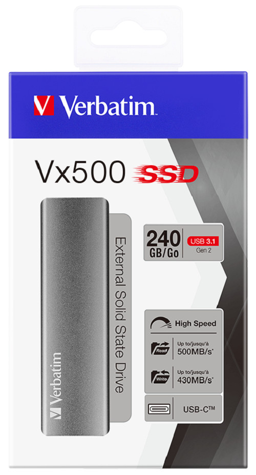 Ổ cứng SSD di động Verbatim Vx500 240 GB - Hàng chính hãng